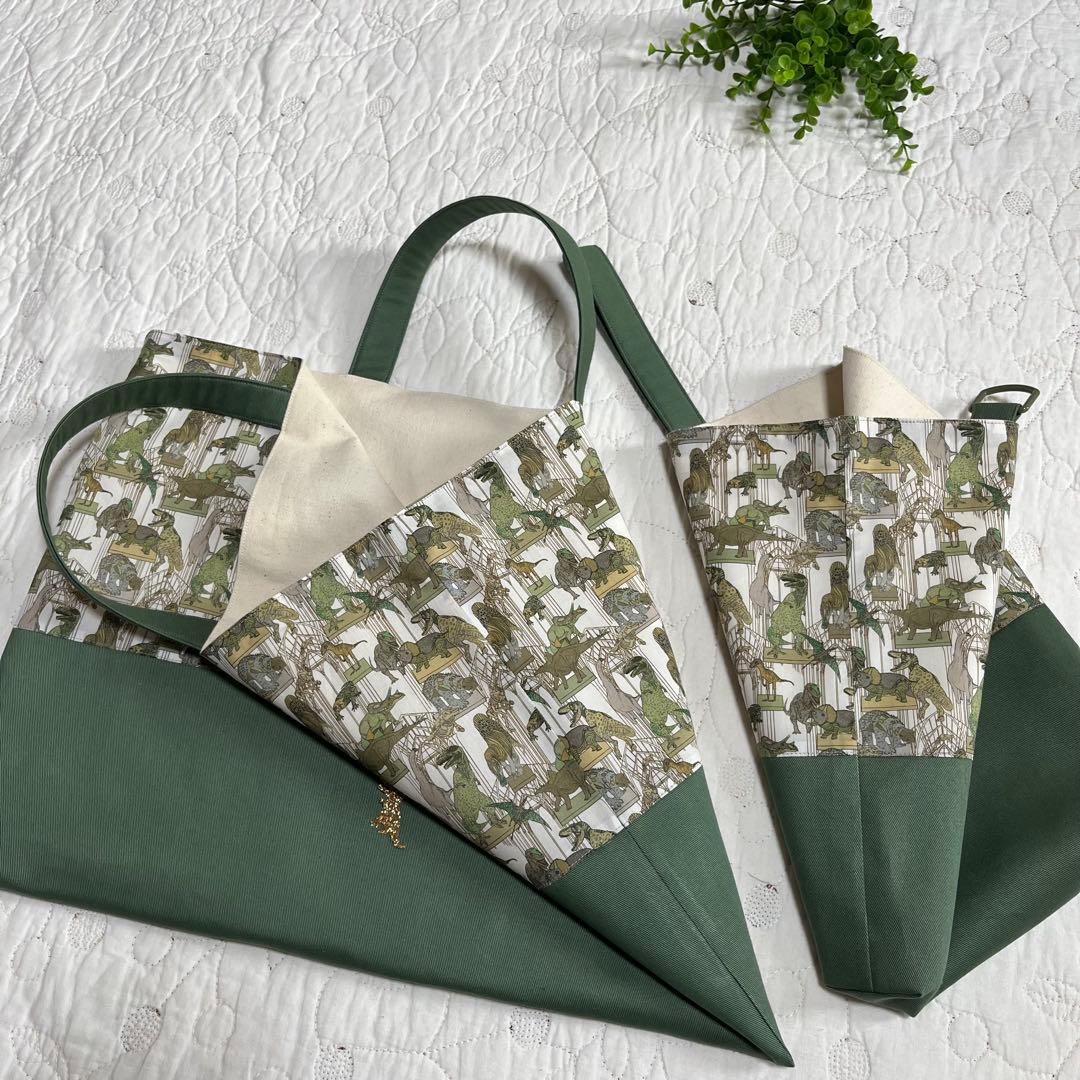 手提げ袋　体操服入れ　上靴袋　3点　リバティ　クラウスロアーズアンドダイナソーズ