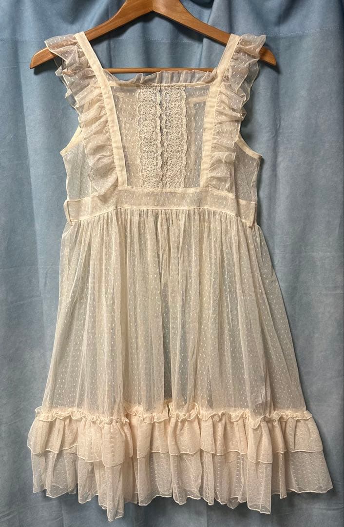 ほぼ新品、axes femme、ドットチュールエプロン、生成