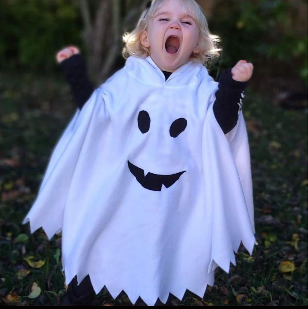 子ども フード付き おばけポンチョ Mサイズ ハロウィン 仮装 男の子 女の子