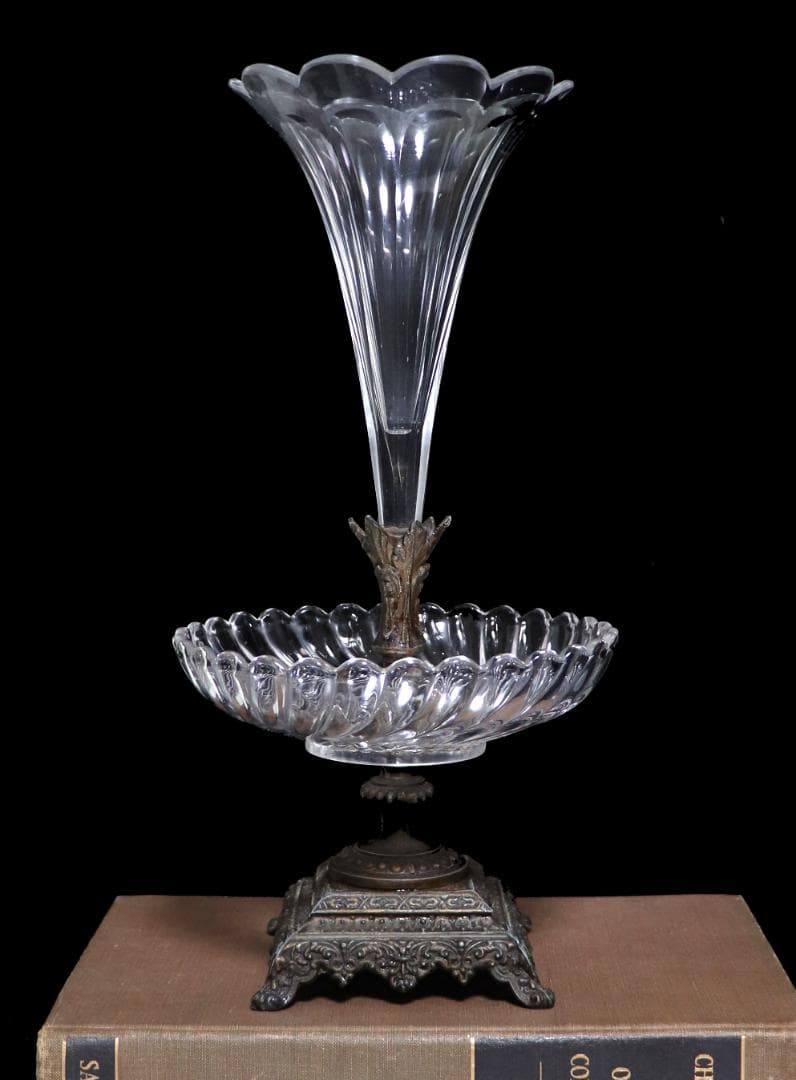 オールド・バカラ 博物館級 大型センターピース花瓶&コンポート30cm 台座付き