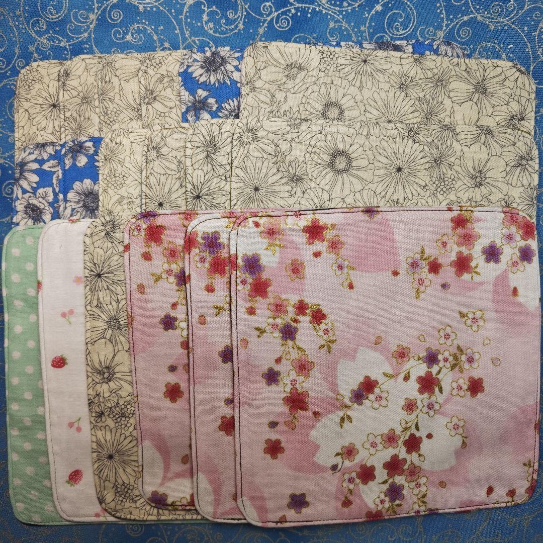 Yourelia　わんこさん柄　4重ハンカチ　ハンドメイド　18枚