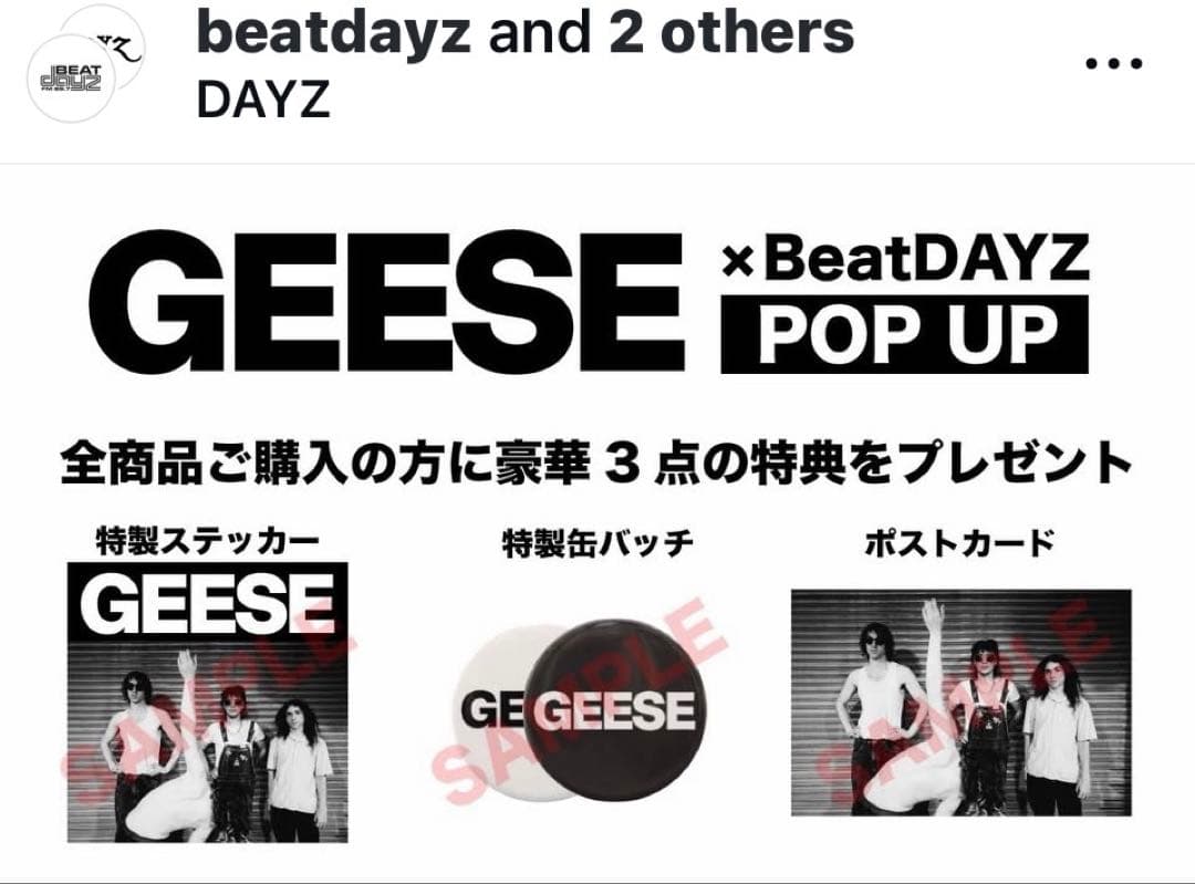 ギースのＴシャツ 完売・店頭限定スペシャルセット（Geese ジャパンツアー時）