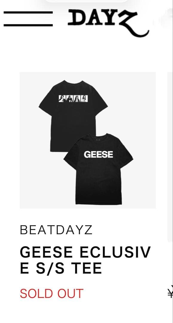 ギースのＴシャツ 完売・店頭限定スペシャルセット（Geese ジャパンツアー時）