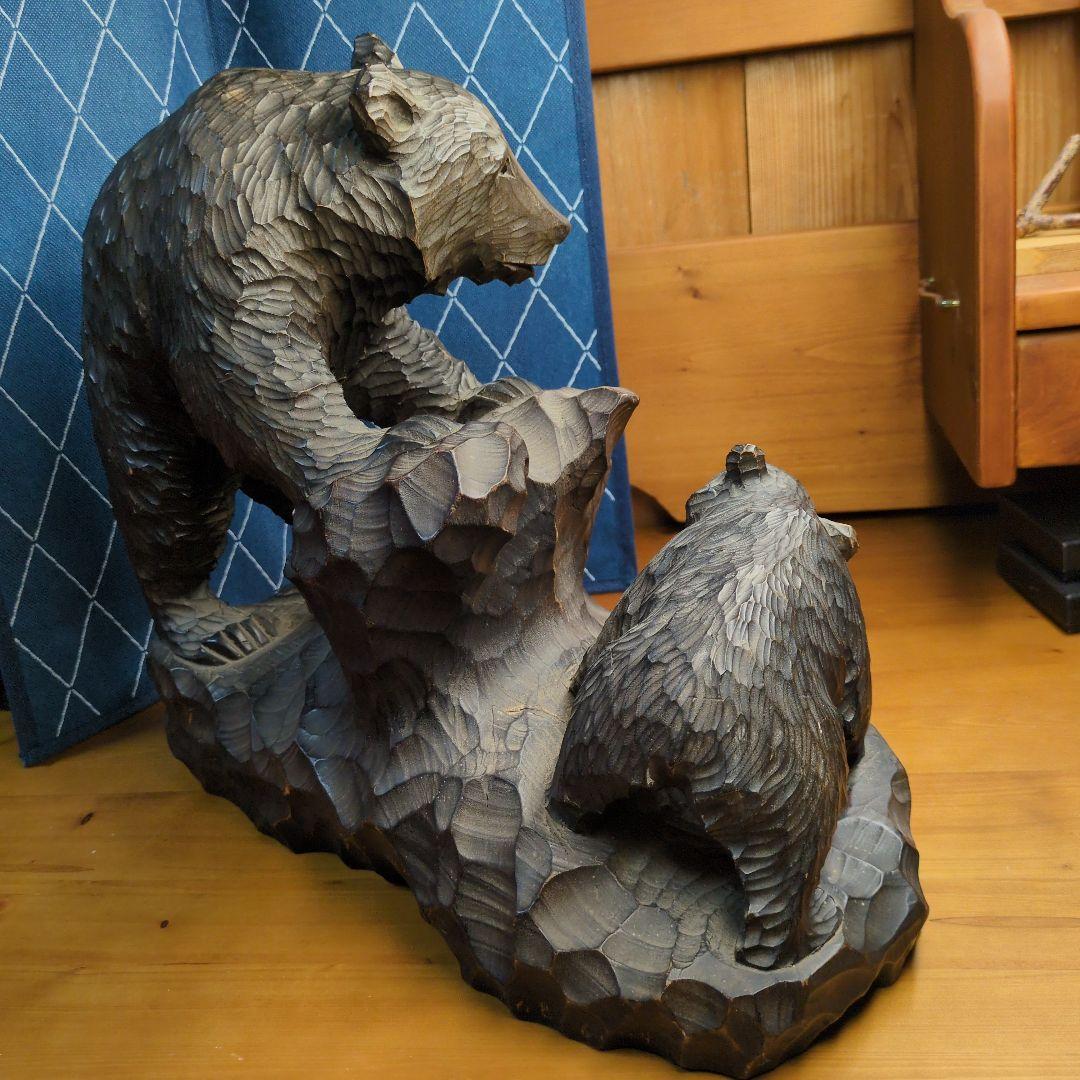 逸品！！お宝！！ 平塚ケンチ 木彫り 親子熊 　1968年