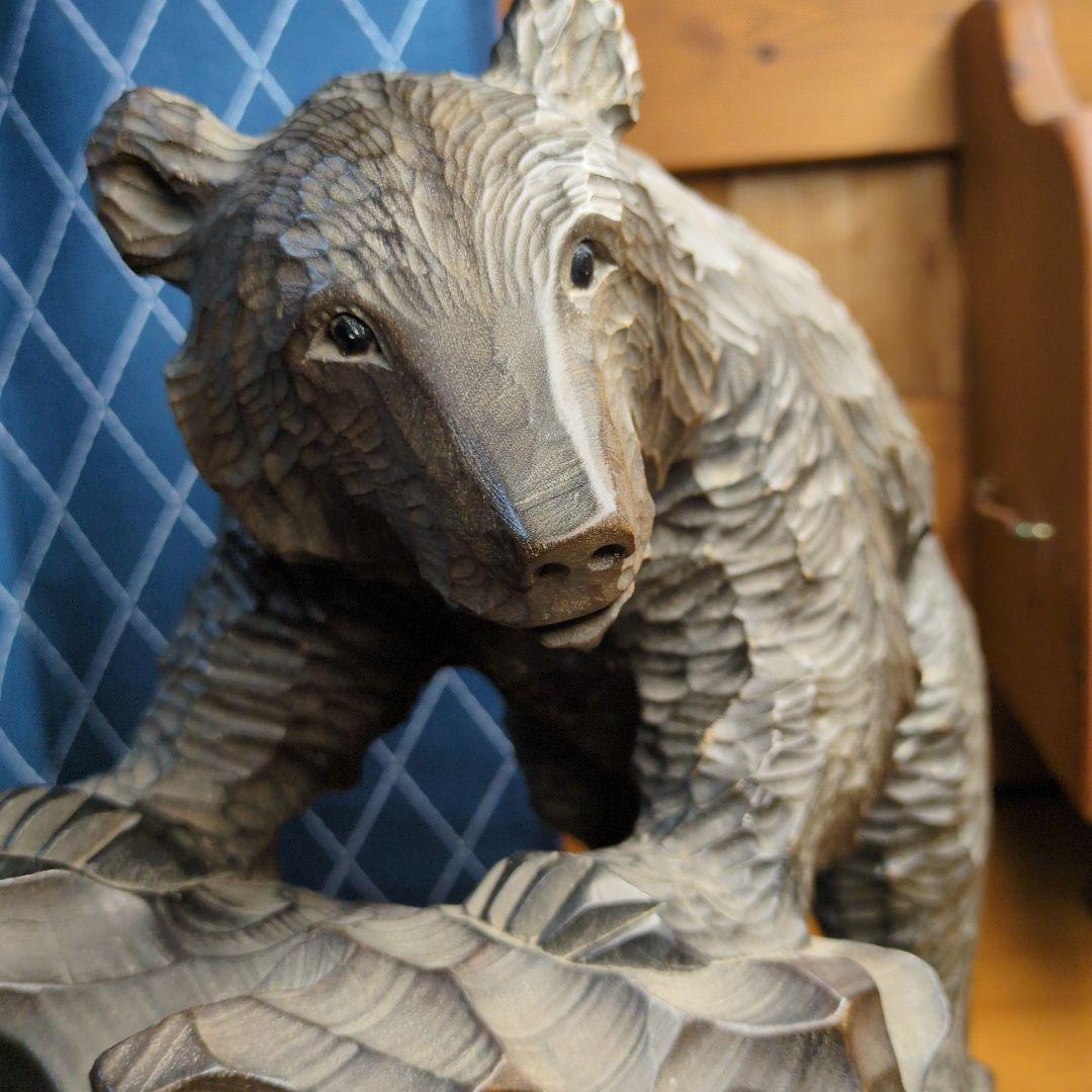 逸品！！お宝！！ 平塚ケンチ 木彫り 親子熊 　1968年