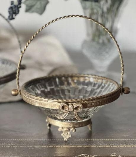 バスケット 小物入れ 真鍮 ガラス ゴールド アンティーク 87131BL-SV