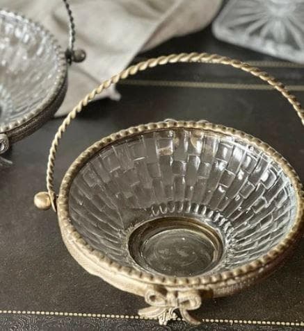 バスケット 小物入れ 真鍮 ガラス ゴールド アンティーク 87131BL-SV