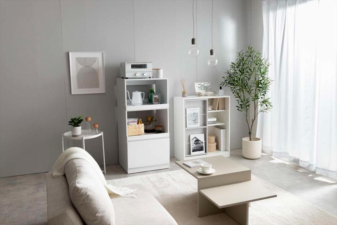 【送料無料】レンジ台 キッチン収納 ラック コンセント付き ストーン調