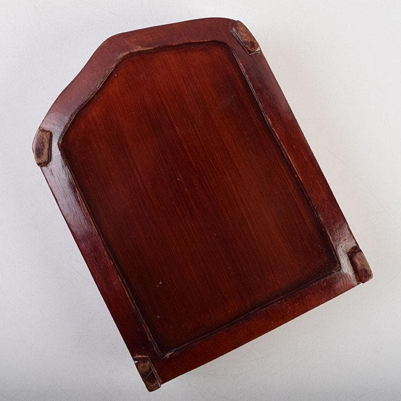 中国　書道具　人物文　端渓硯　唐木箱付　M　R9602