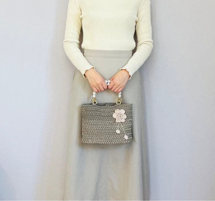 【ハンドメイド】お花のモチーフかぎ編みハンドバッグ