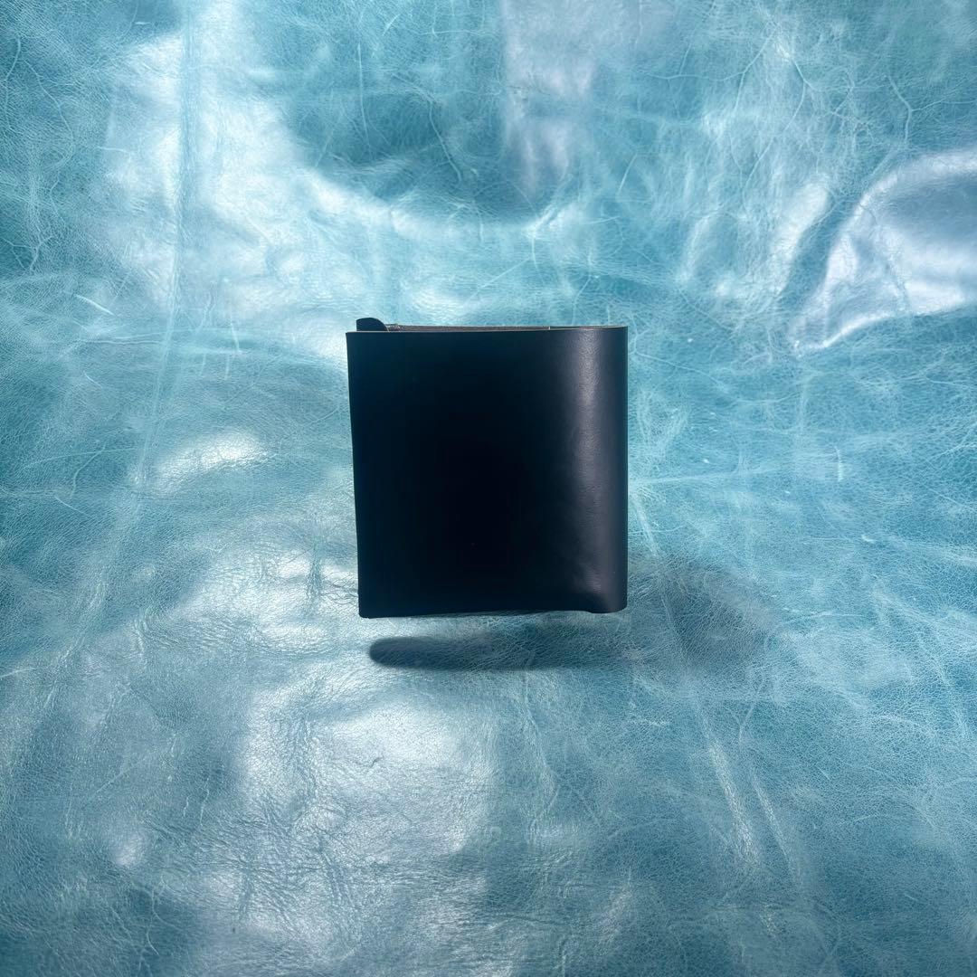 ハンドメイド　二つ折り　革財布　クロムエクセル　黒色　真鍮　cx-hw-000