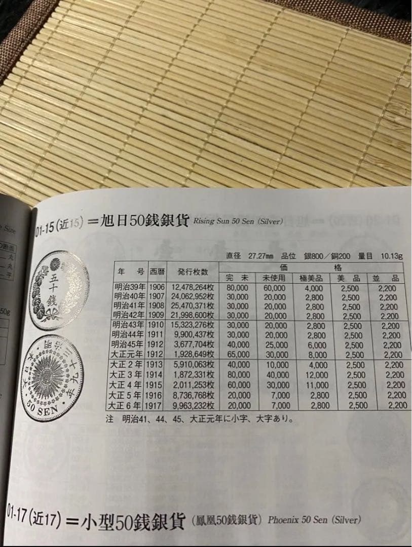 旭日50銭銀貨 明治14年 古銭　未使用　トーン　コレクション