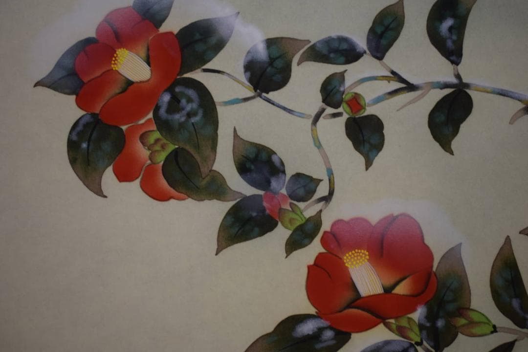 真作/雲鳳/雪中椿/雀図/布袋屋掛軸HJ-770