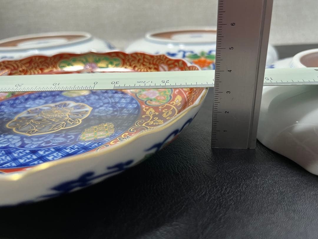 庫山窯　染錦牡丹　和皿揃　皿　5枚