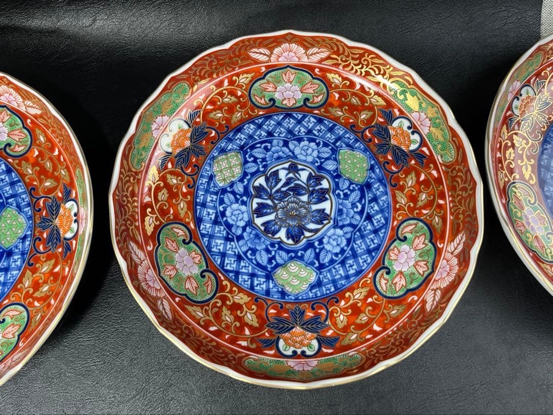 庫山窯　染錦牡丹　和皿揃　皿　5枚