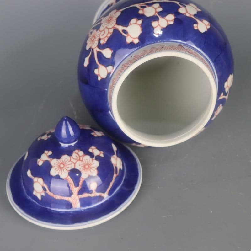 清康煕青花釉里氷梅紋将軍壺 景徳鎮 陶磁器 装飾品 現代工芸品 美術品 置物