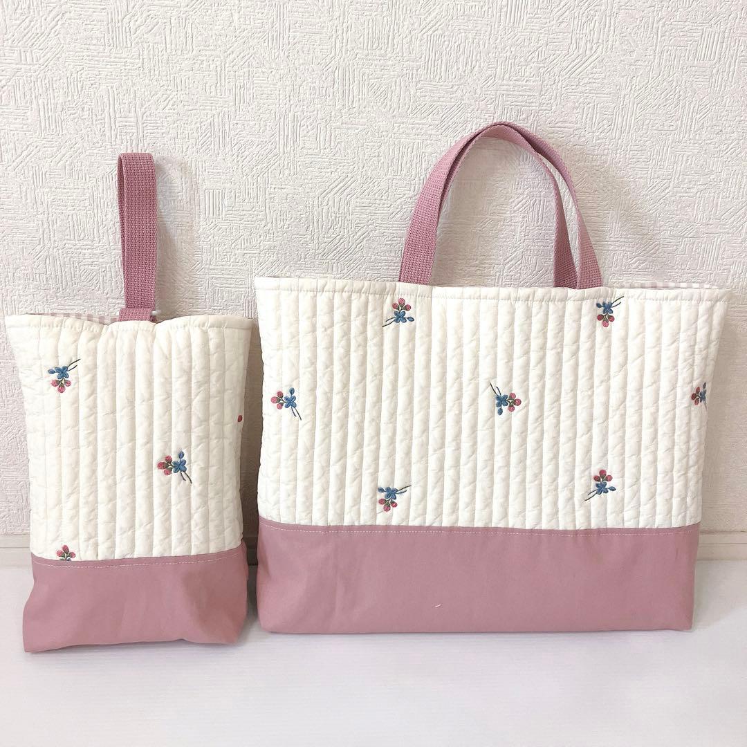 レッスンバッグ 上履き入れ　ヌビ　木の実刺繍