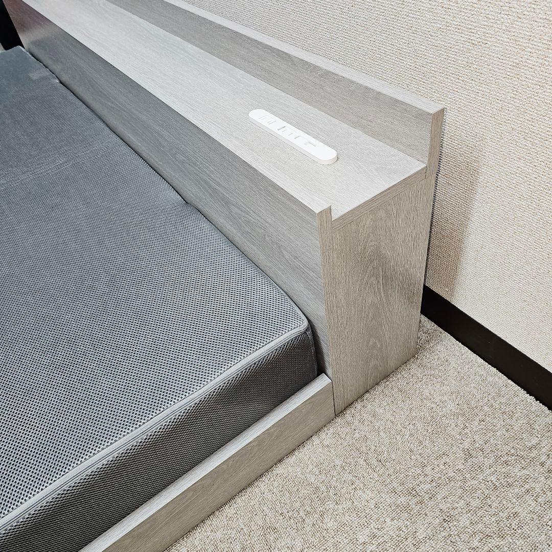 ダブルベッドフレーム ライトグレー 木製 東京23区全域送料無料