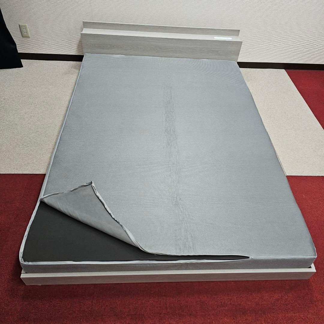 ダブルベッドフレーム ライトグレー 木製 東京23区全域送料無料