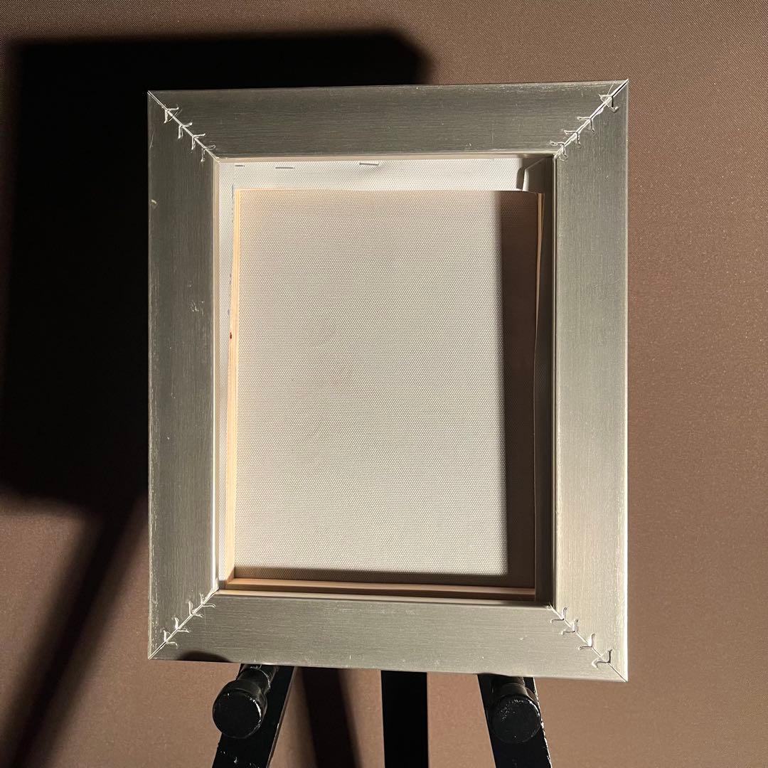 手書き油絵 海を眺める少女 額付 絵画 インテリア 油彩画