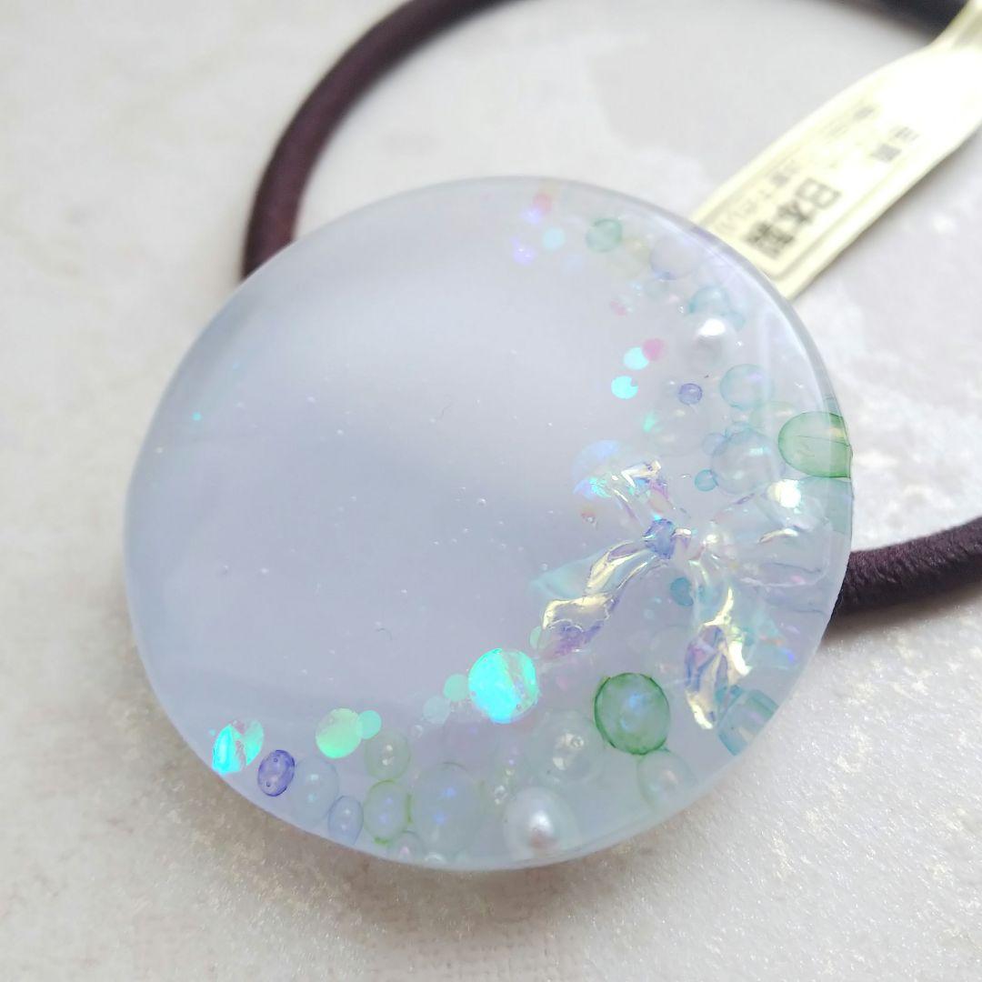 オーロラリボン ライトブルーラウンドヘアゴム