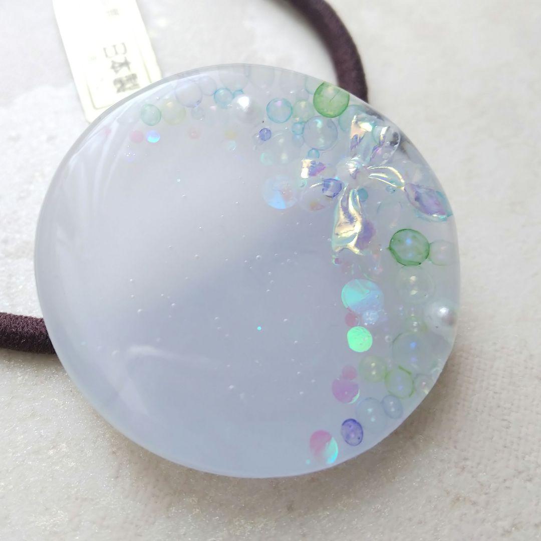 オーロラリボン ライトブルーラウンドヘアゴム