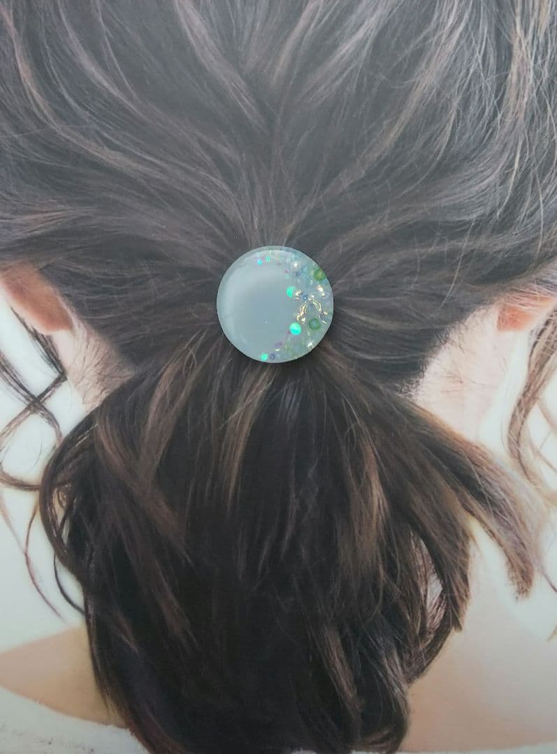 オーロラリボン ライトブルーラウンドヘアゴム