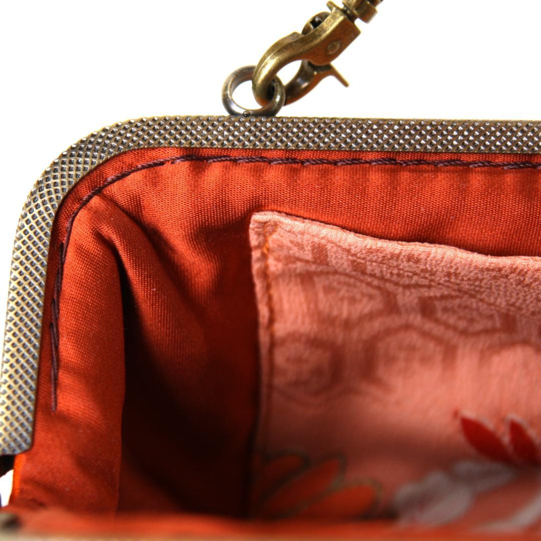 金箔帯をリメイクしたがま口バック/着物にも洋服にも合う/帯リメイクバッグ