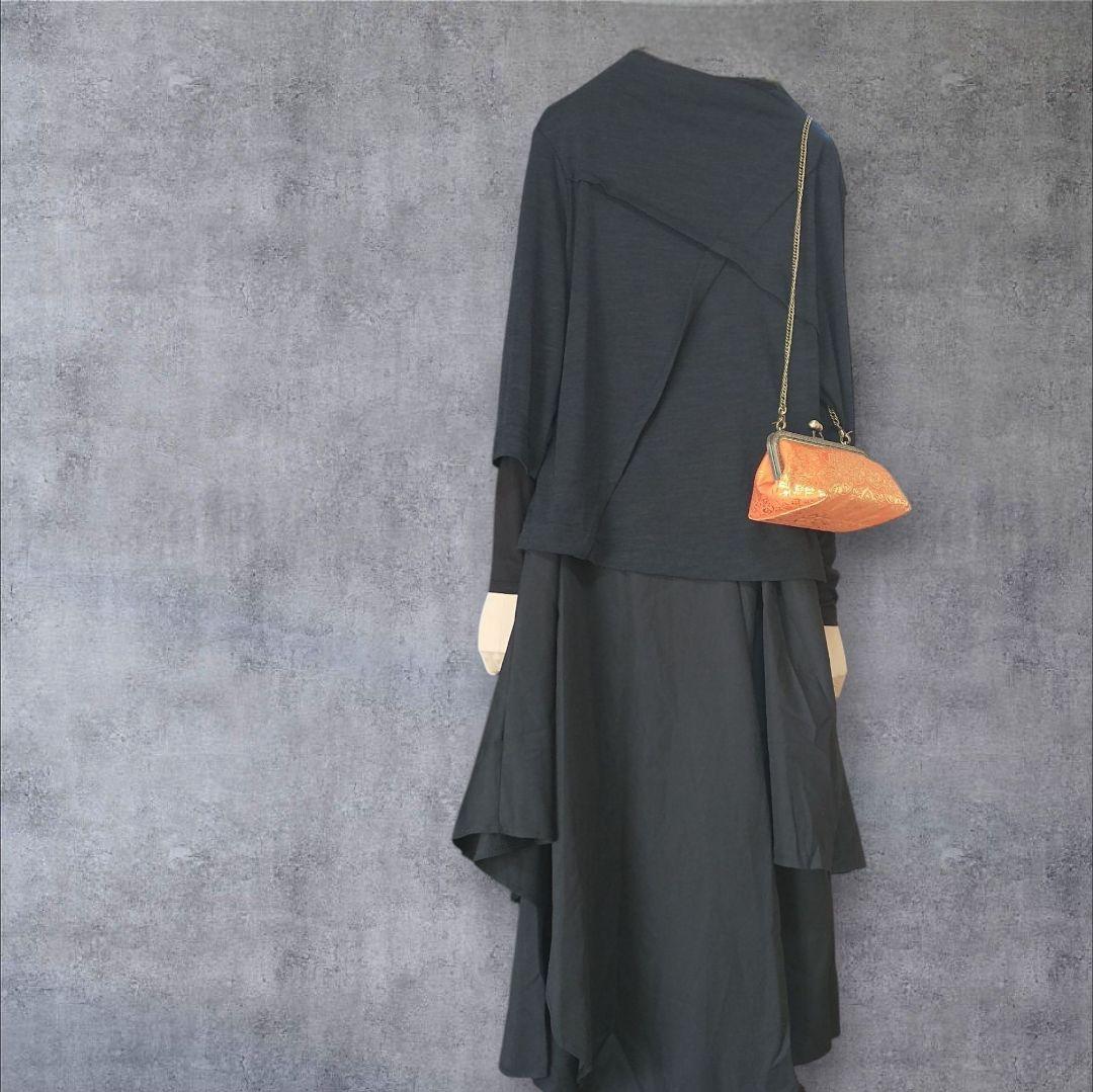 金箔帯をリメイクしたがま口バック/着物にも洋服にも合う/帯リメイクバッグ