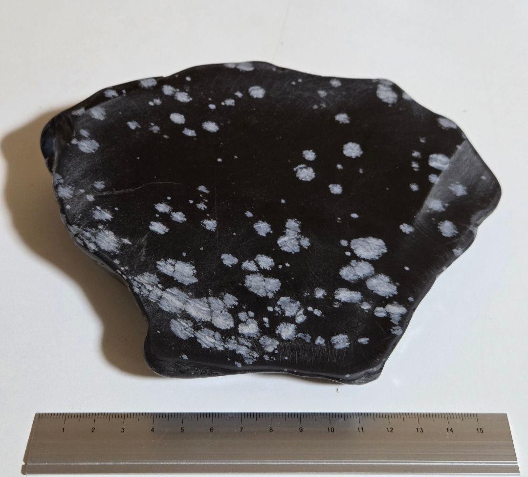 スノーフレークオブシディアン　雪花黒曜石　お皿　699g　W180D150H40