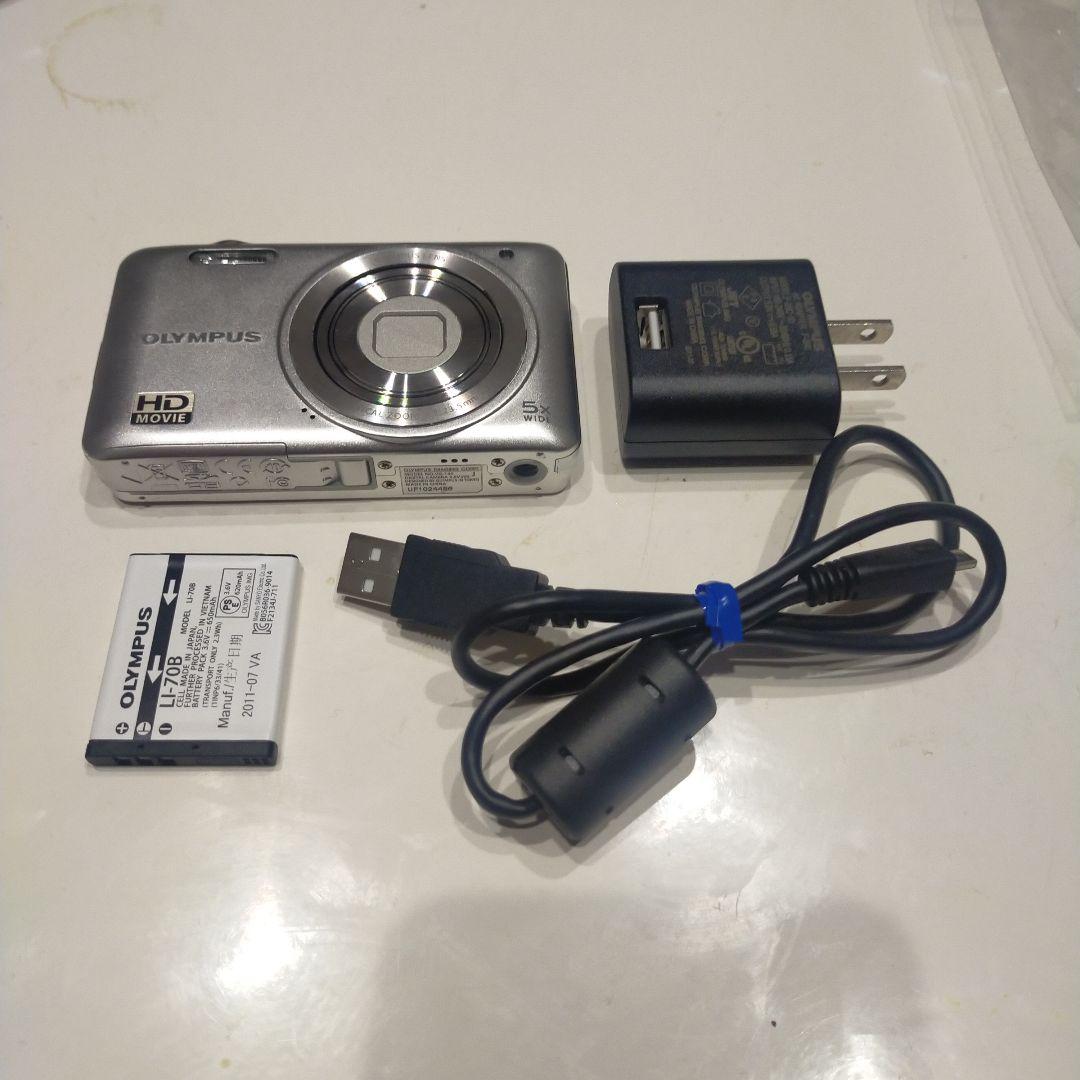 動作確認 充電器付 OLYMPUS VG-140 シルバー デジカメ HDムービ