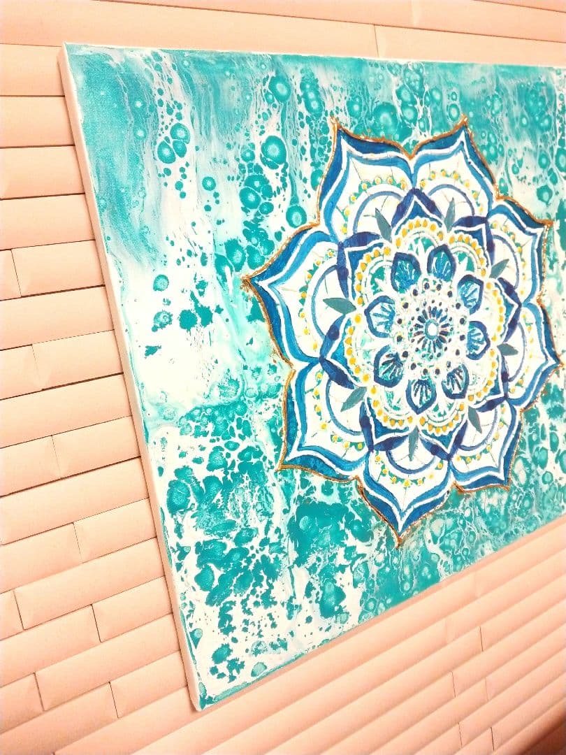 特大パネル　アクリル画　海　オーシャン　曼荼羅　原画