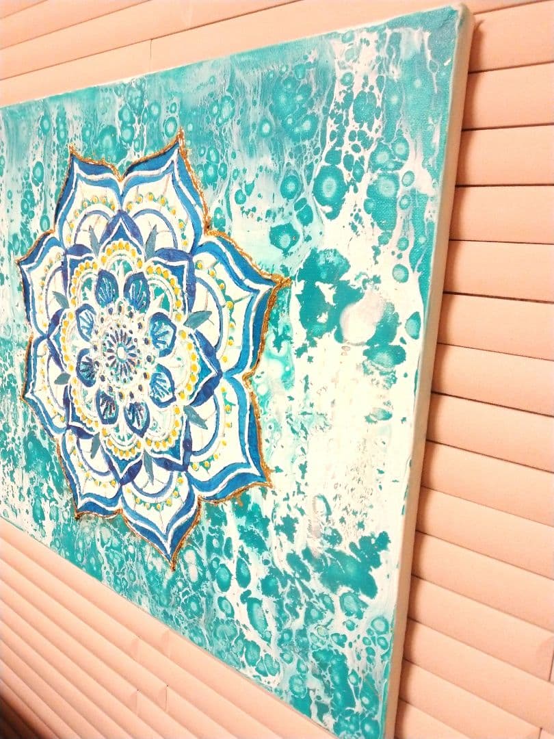 特大パネル　アクリル画　海　オーシャン　曼荼羅　原画