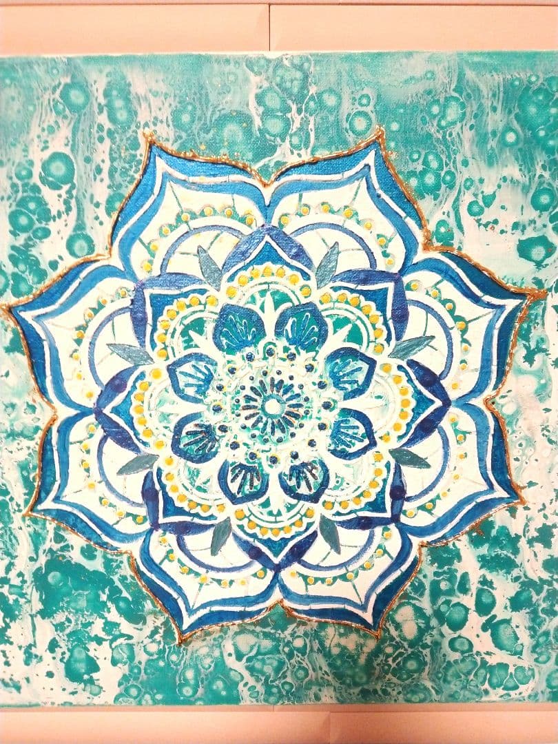 特大パネル　アクリル画　海　オーシャン　曼荼羅　原画