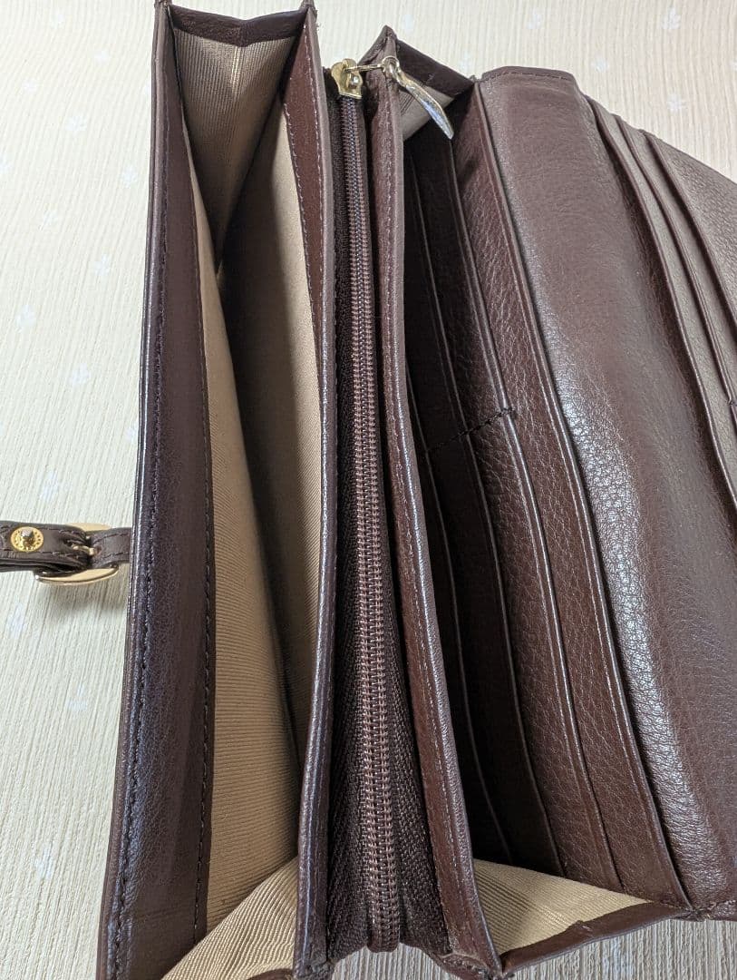 クロコダイル長財布 ブラウン かぶせタイプ