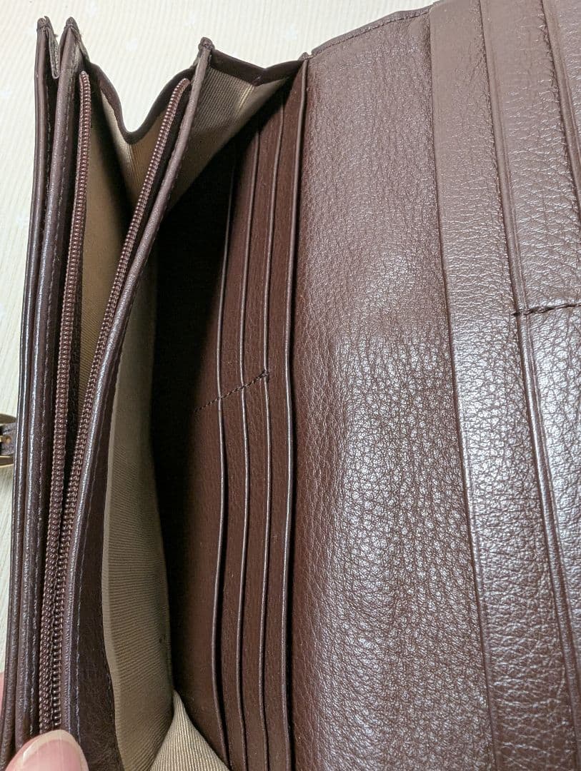 クロコダイル長財布 ブラウン かぶせタイプ