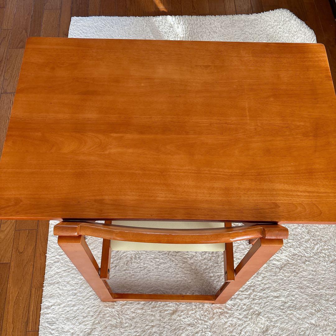 美品】天然木 折りたたみ デスク チェア セット 椅子 テーブル ワークスタディ