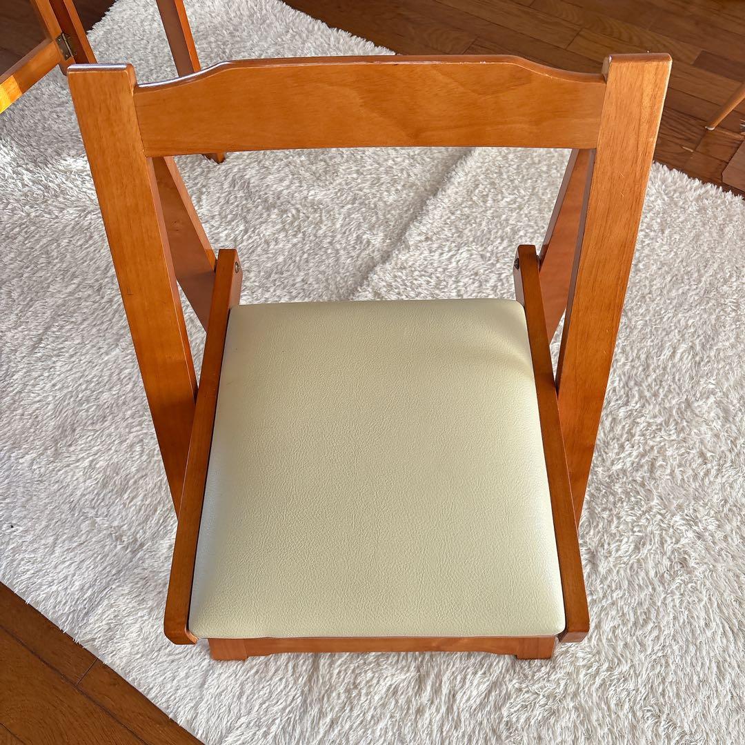 美品】天然木 折りたたみ デスク チェア セット 椅子 テーブル ワークスタディ