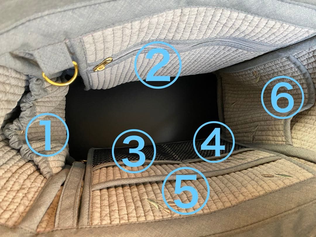 程よいサイズでポケットいっぱいヌビバッグ　グレー×チューリップ　ハンドメイド