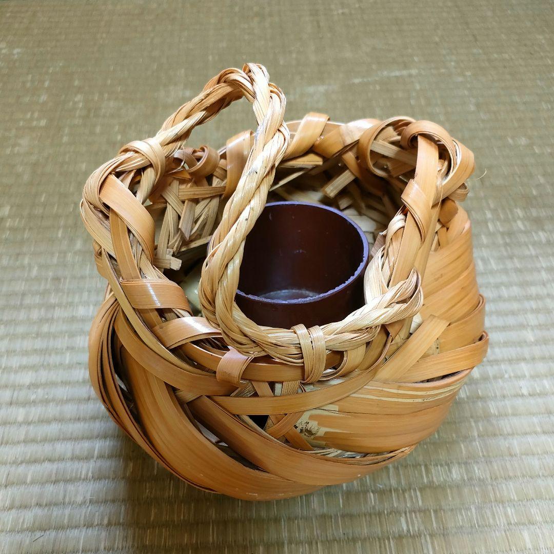 竹花籠　レトロ　竹細工　竹籠　花籠　茶道具　アンティーク　生花