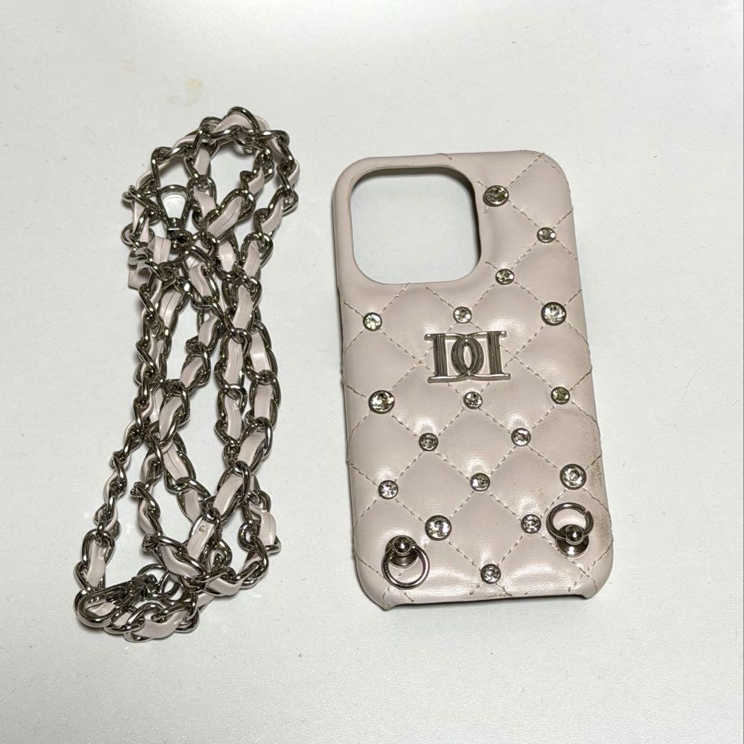 Darich キルティングビジュー iPhone14proケース　ホワイト