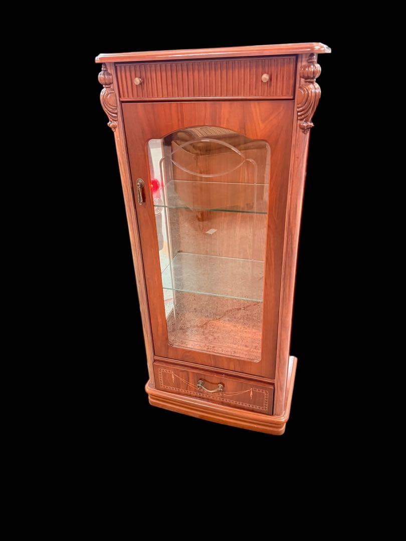 【象嵌】アンティーク ガラスキャビネット 飾り棚 イタリア ヴィンテージ レア