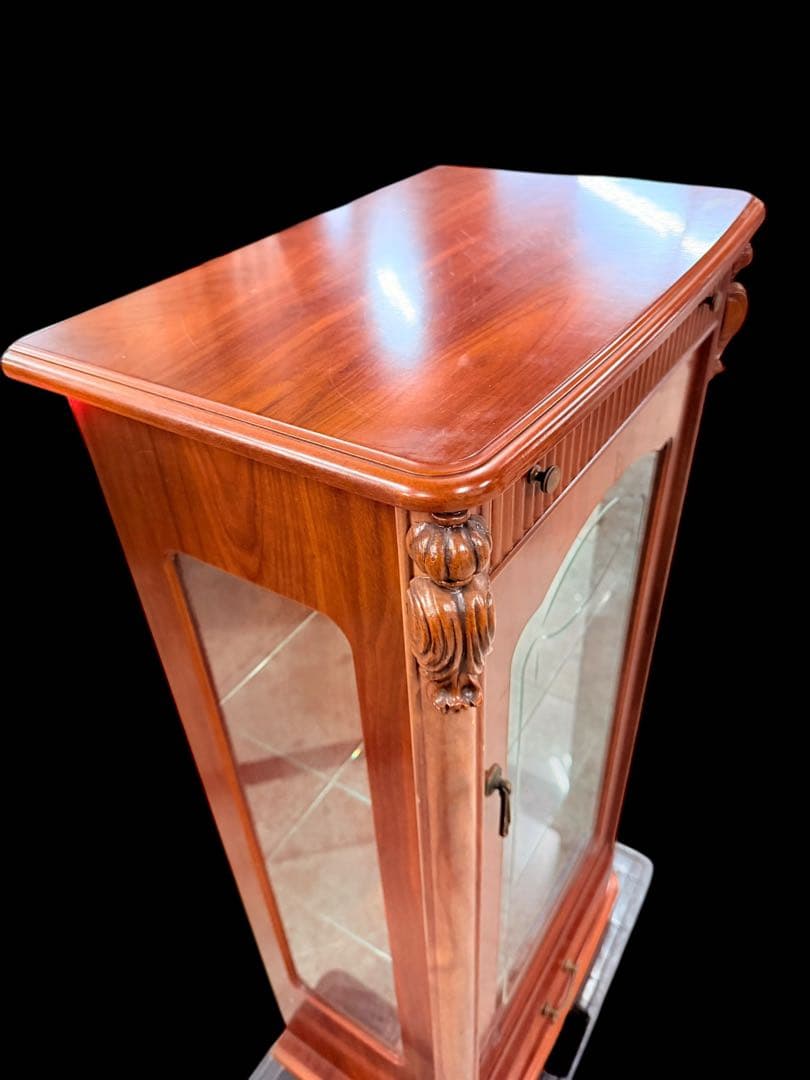 【象嵌】アンティーク ガラスキャビネット 飾り棚 イタリア ヴィンテージ レア