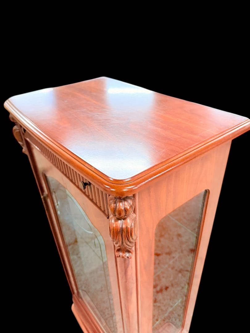 【象嵌】アンティーク ガラスキャビネット 飾り棚 イタリア ヴィンテージ レア