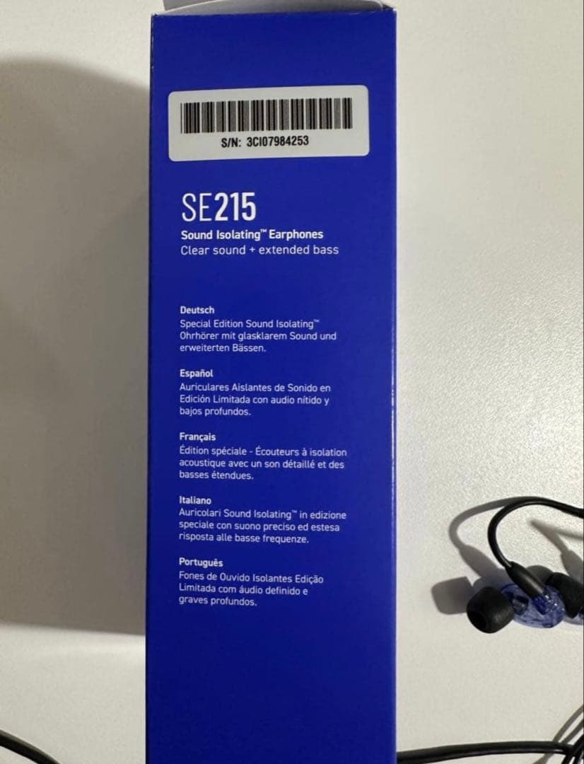 SHURE SE215 クリアパープルリケーブル可能イヤホン