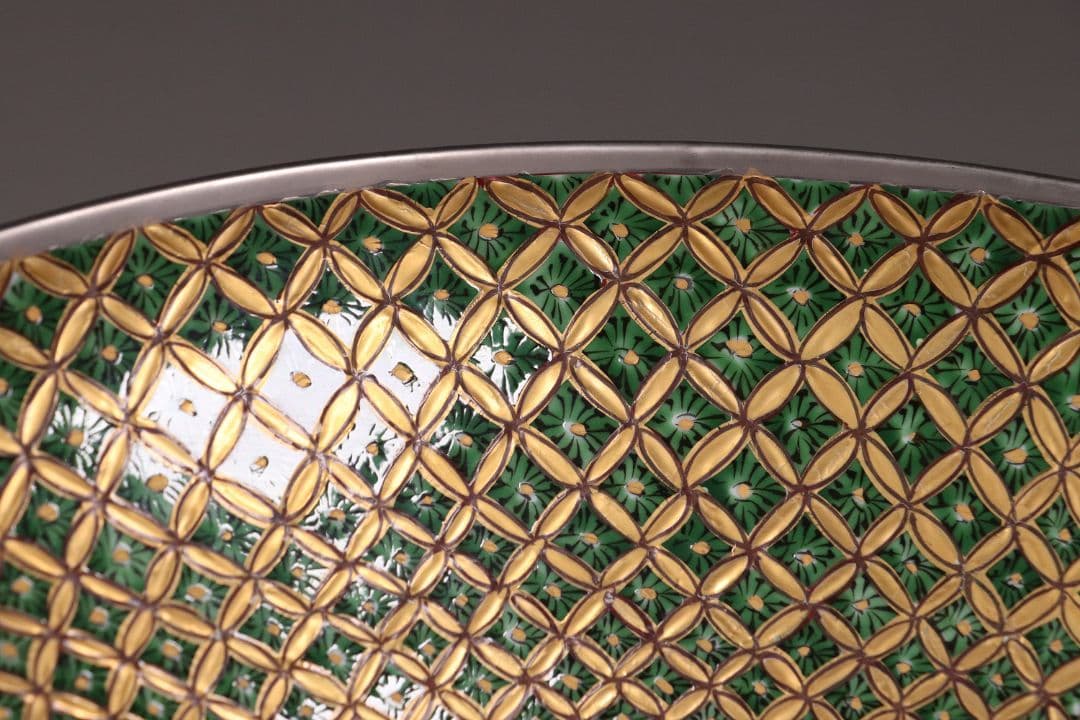 有田焼 龍右衛門 染錦金地紋 深鉢 幅40cm 小紋づくし 大鉢 MA203