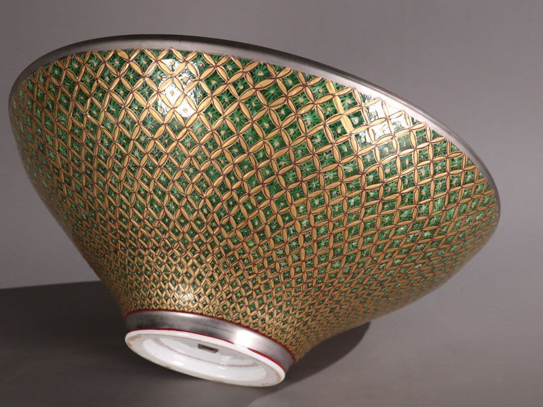 有田焼 龍右衛門 染錦金地紋 深鉢 幅40cm 小紋づくし 大鉢 MA203