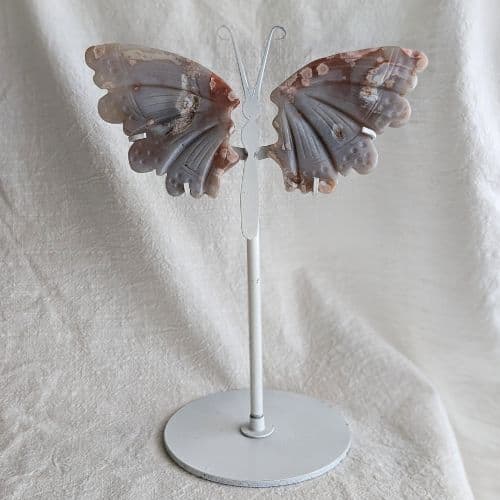 ✧ブルー＆ピンク桜瑪瑙 バタフライス タンド付✧