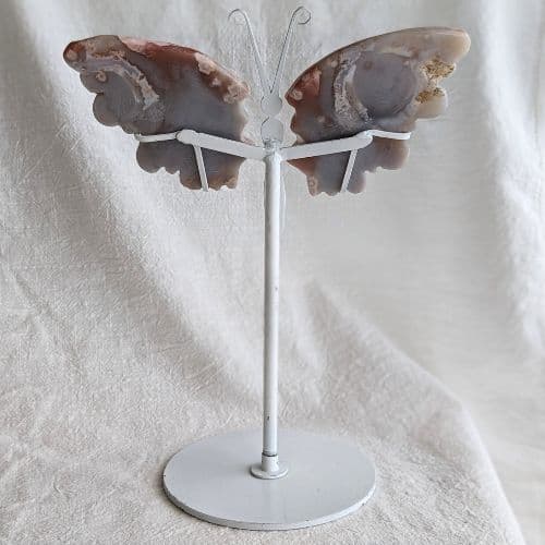 ✧ブルー＆ピンク桜瑪瑙 バタフライス タンド付✧