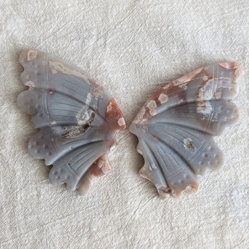 ✧ブルー＆ピンク桜瑪瑙 バタフライス タンド付✧